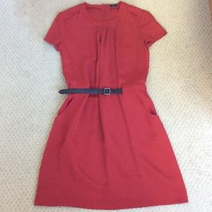 JOSEPH Red silk dress with black belt